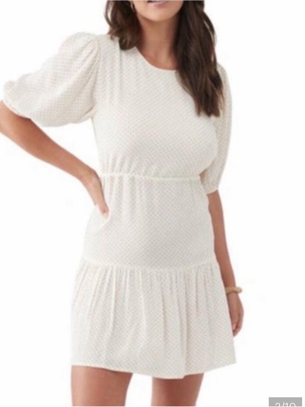 O'Neill Cream Mini Dress with Black Polka Dots